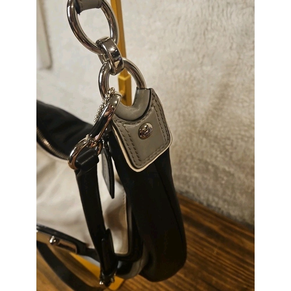 Coach Kristin Spectator Leather Hobo 2 Way Bag Convertible‎ Monochrome  Pt02 - Picture 4 of 16